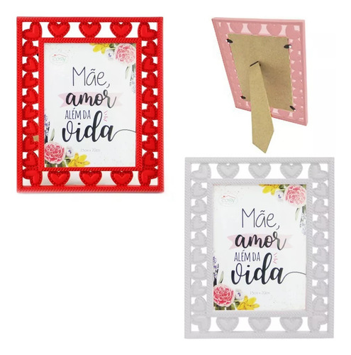 2 Porta Retrato Tamanhos Diferente De Plástico Corações