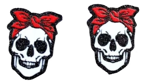 Pendientes De Calavera Calavera Con Aretes De Bandana Lindos