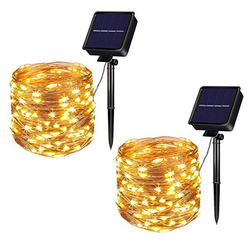 Luces De Cadena Solar Al Aire Libre 2pack 33ft 100 Leds...