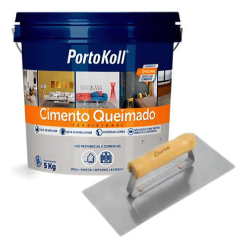 Cimento Queimadoportokoll 5kgcor Mineral+desempenadeira12x25