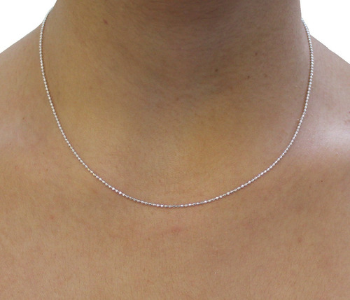 Cadena De Plata 925 De 40cm Bola Diamantada Agálea Joyería Color Plateado