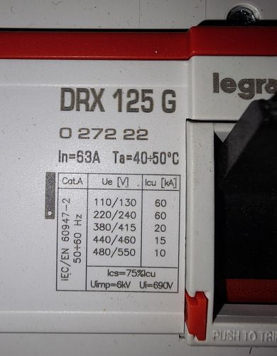 Interruptor Moldeado Drx 125 4p 63a 20ka Ref. 27222 Legrand