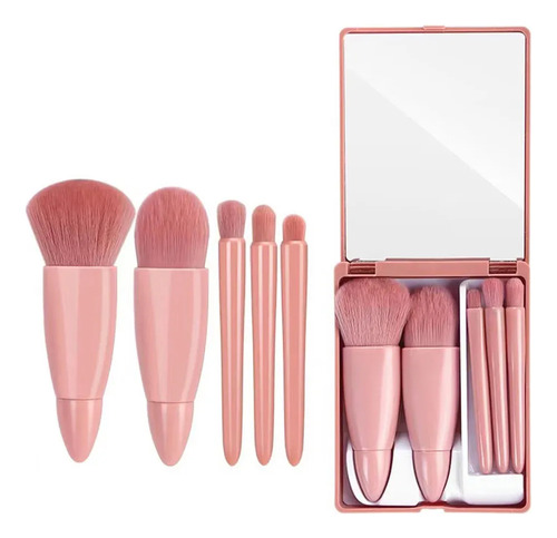 Set De Brochas Maquillaje 5 Piezas Profesional Estuche Viaje