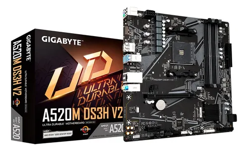 Placa Mãe Gigabyte Para Amd Am4 A520m Ds3h V2 4xddr4 Matx Preto