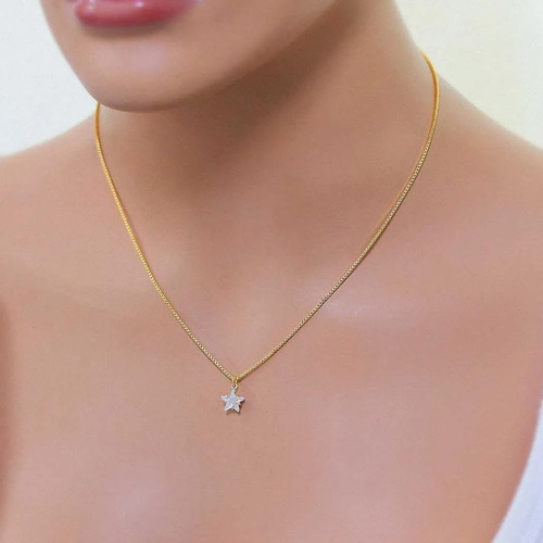 Imagem 3 de 5 de Colar Estrela Cristal - Banhado Ouro