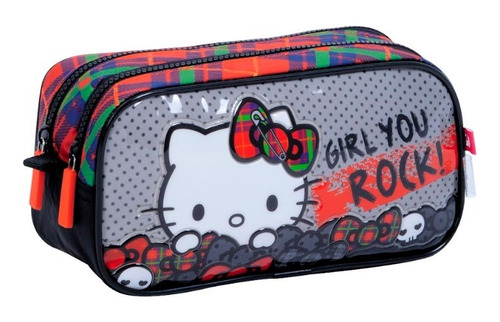 Hello Kitty Canopla 2 Cierre Amplia Wabro. Color Negro 