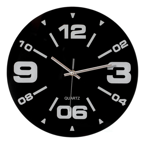 Reloj De Pared De Cristal Redondo Moderno Y Decorativo Negro