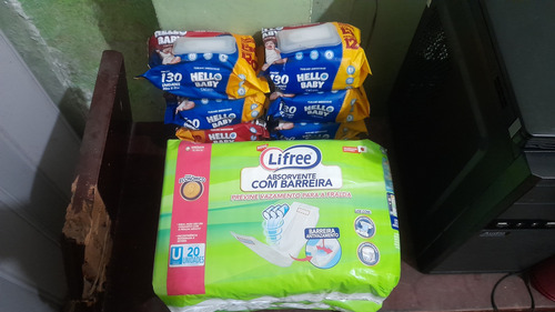Kit 8 Lenços Umedecidos Hello Baby + 2 Absorventes Lifree
