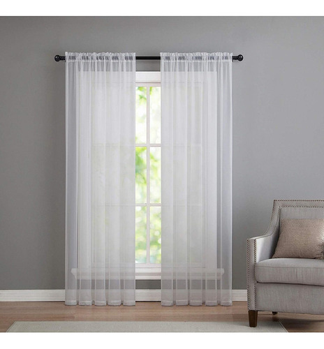 2 Pack: Basic Rod   Sheer Voile Window Curtain Panels  ...