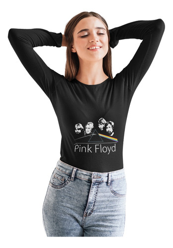 Polera Larga Dama Pink Floyd Banda Algodon Estampado