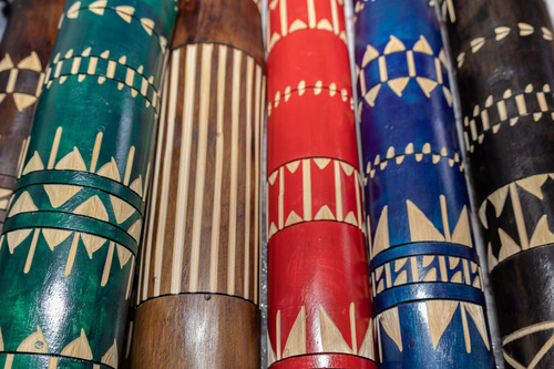 Palo De Lluvia Artesanal Mexicano Bambú Evocarte® Colores Color Rojo