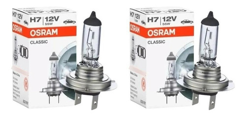 Kit Par 2 Lampada H7 Original Osram Farol Halogena 12v 55w