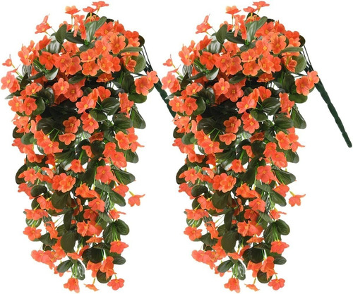 2 Plantas Colgantes De Orquideas Artificiales Naranjas