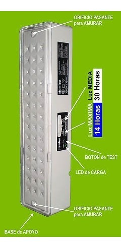 Imagen 4 de 7 de Luz De Emergencia Atomlux 2045 42 Leds Hasta 30 Hs Autonomia
