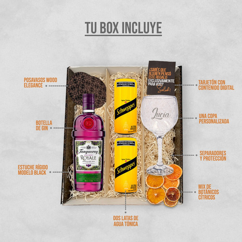 Kit Gin Tanqueray Royale + Una Copa Grabada + Agua Tonica