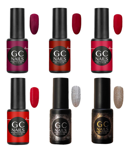 Gel Semipermanente 1 Paso Gc Nails , Gama 6 Pzs , A