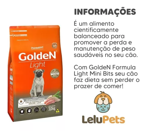 Ração Golden Light para Cães Adultos Raças Pequenas Sabor Frango e