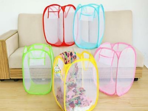 Imagen 4 de 9 de Canasto Malla Para La Ropa Plegable Lavandería Organizador