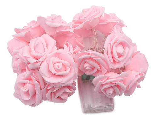 Guirnalda De 20 Luces Led Con Forma De Flor Artificial Rosa