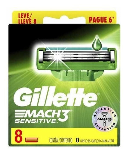 Carga Gillette Mach3 Sensitive Com 8 Unidades
