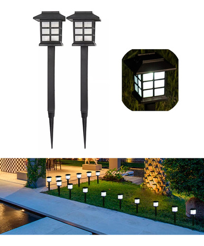 Pack 2 Lamparas Solares Farol Led Estaca Ideal Patio Jardin