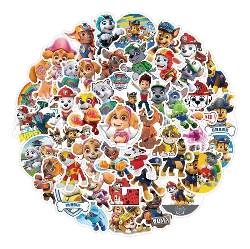 Paw Patrol 50 Calcomanias Stickers D Pvc Vs Agua Ryder Chase