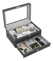 Comprar Caja Organizadora Relojes Y Joyas 2 Niveles Cofre Joyería Reloj Aros Collares Lentes Telotenemos