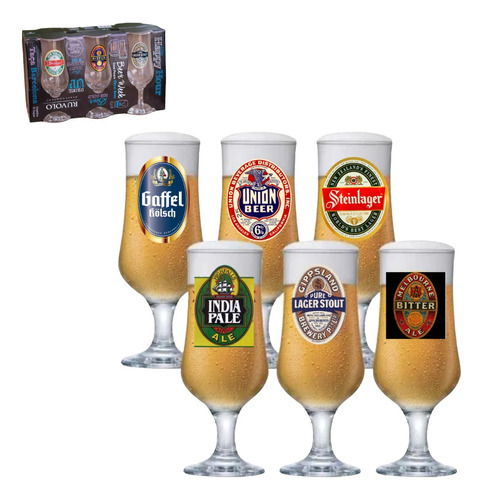 Jogo De Taças Para Cerveja Barcelona 370ml 6 Pcs Copos