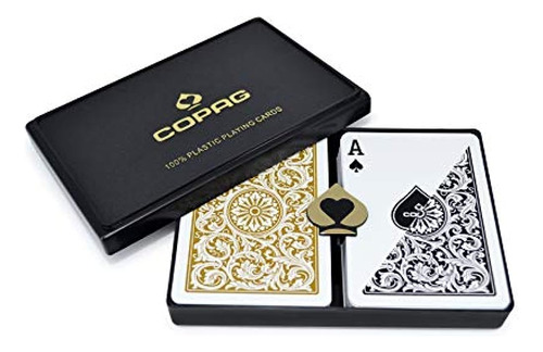 Copag Poker Size Regular Index 1546 Naipes 2 Mazos Black Gol