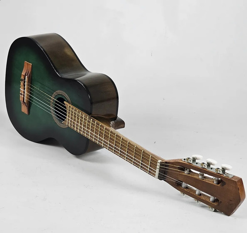 Guitarra Criolla Clasica Calidad Superior Funda Pua Color Verde 4/4 Grande Orientación Diestro Unplugged Music