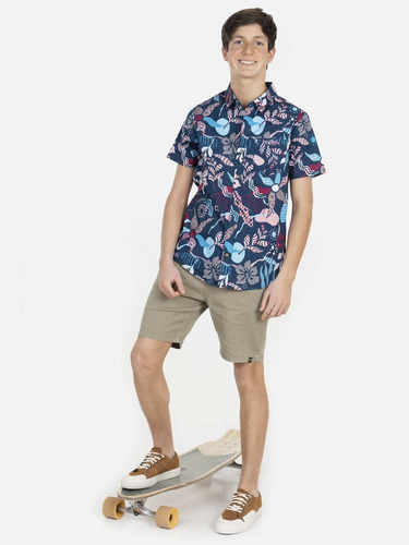 Camisa Mixed Foliage Juvenil Multicolor Maui And Sons