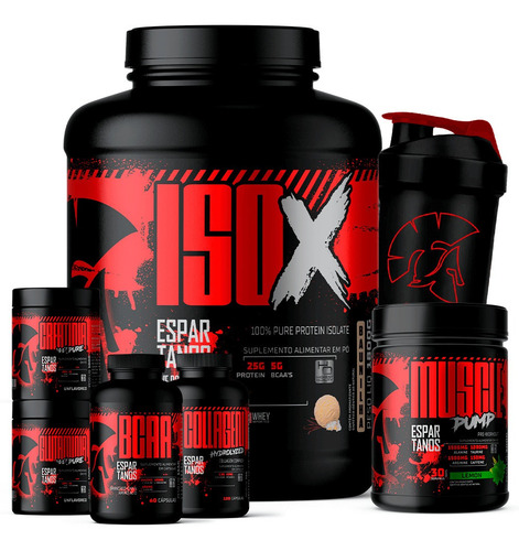 Kit Whey Iso X + Crea + Bcaa + Gluta + Colágeno + Pré Treino Sabor Baunilha