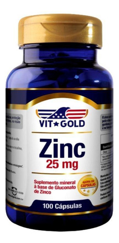 Zinco 25mg Vitgold Kit 2 Unidades 100 Cápsulas