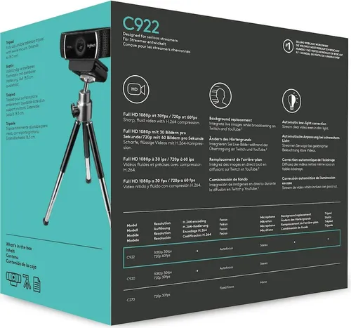 Cámara Web Logitech Hd C922 Pro 1080p Para Transmisión Con T