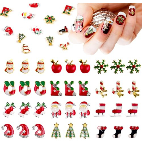 36 Pcs Navidad Nail Art Charms Ebanku Aleación 3d Navidad Na