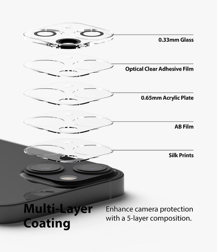 Imagen 4 de 9 de Vidrio Lente Ringke iPhone 13 / iPhone 13 Mini (2 Und)