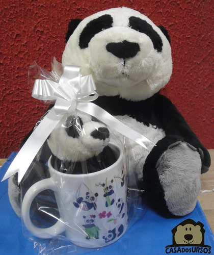 Caneca Xicara De Porcelana Panda Nici Importado 35cm + 15cm