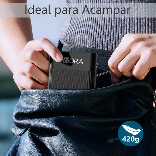 Power Bank Color Negro Marca 1hora Tipo C Batería Portátil