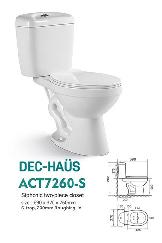 Wc 2 Piezas Dec Haus Descarga Piso Centro 20 Cms Act260-s