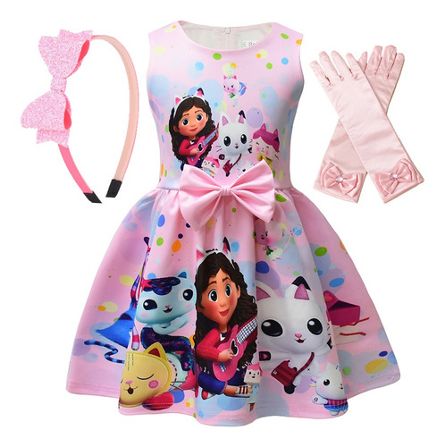 Gaby's Doll Bow Kids Vestido + Diadema + Guantes .