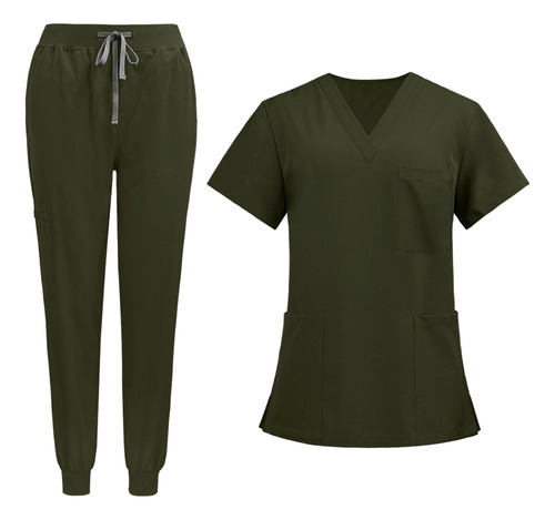 Conjunto De Uniforme De Enfermería Y Pantalones De Manga Cor