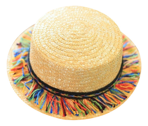 Elegante Sombrero De Playa De Paja Con Borlas, Protección So