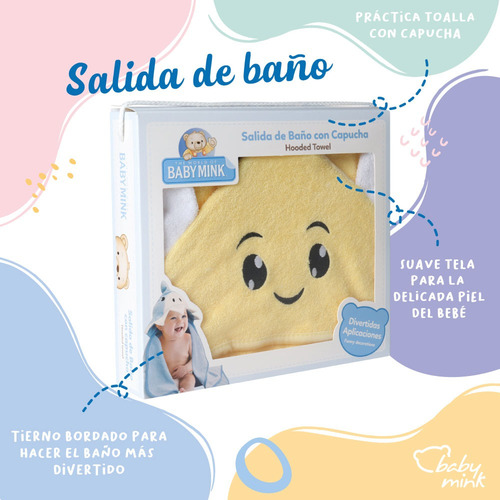 Toalla De Bebé Baby Mink Salida De Baño Con Capucha Bordado