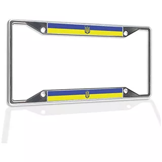 Metal Insert License Plate Frame Ukrainian Flag With ...