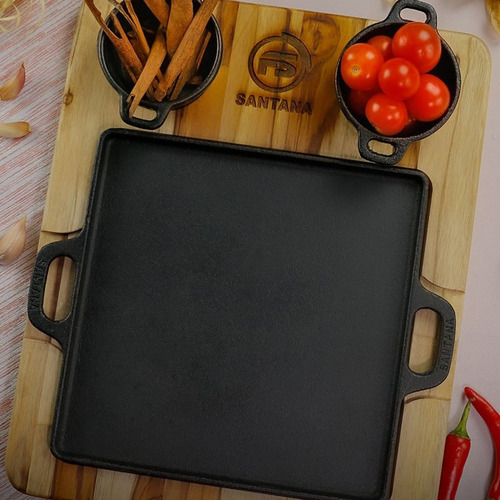 Tabua C/ Chapa De Ferro Fundido P/ Porções Carne Petisqueira