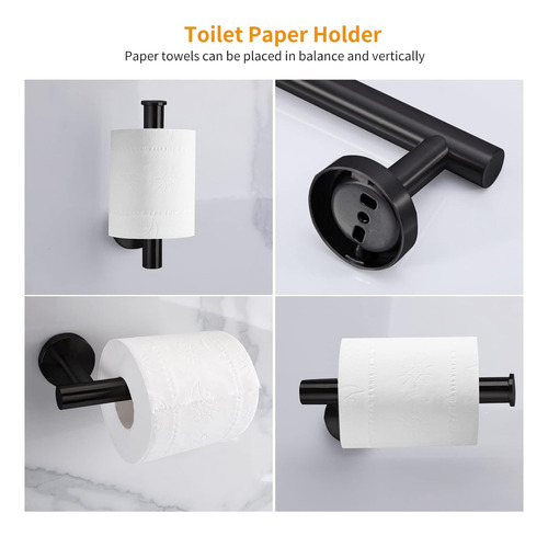 Juego De 8 Piezas De Accesorios De Baño Negro Mate, Toalla D