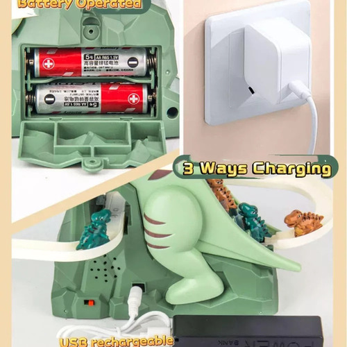 - Puzzle De Dinosaurios, Divertido Tobogán Eléctrico, Coche