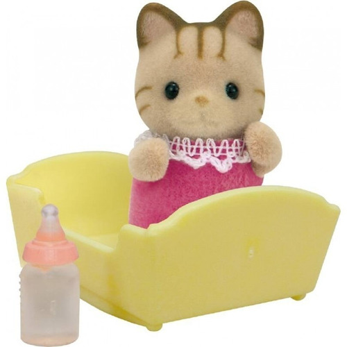 Sylvanian Families Bebe Gato Rayado Con Cuna Y Mamadera