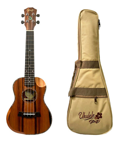 Ukulele Seizi Bora Bora Crush Concert Acustico Bag Ebony