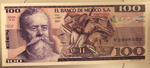 Serie De Billetes De $100 Pesos Nuevos Sin Circular De 1983